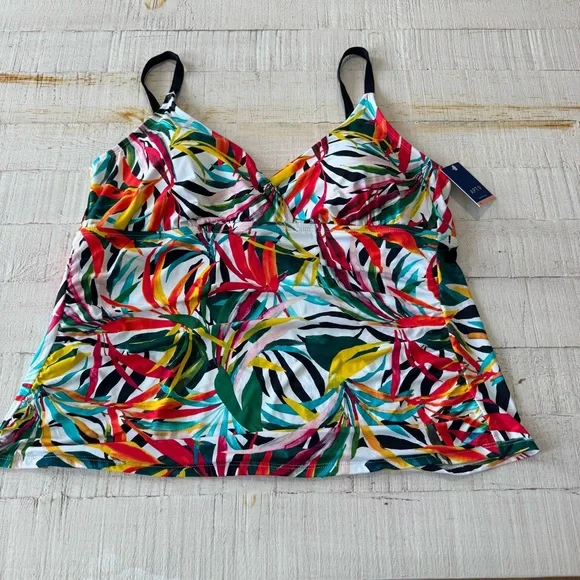 Apt. 9 Batik Tankini Top NWT size 2X Colorful Palm Print Halterkini Swimsuit - Picture 10 of 10